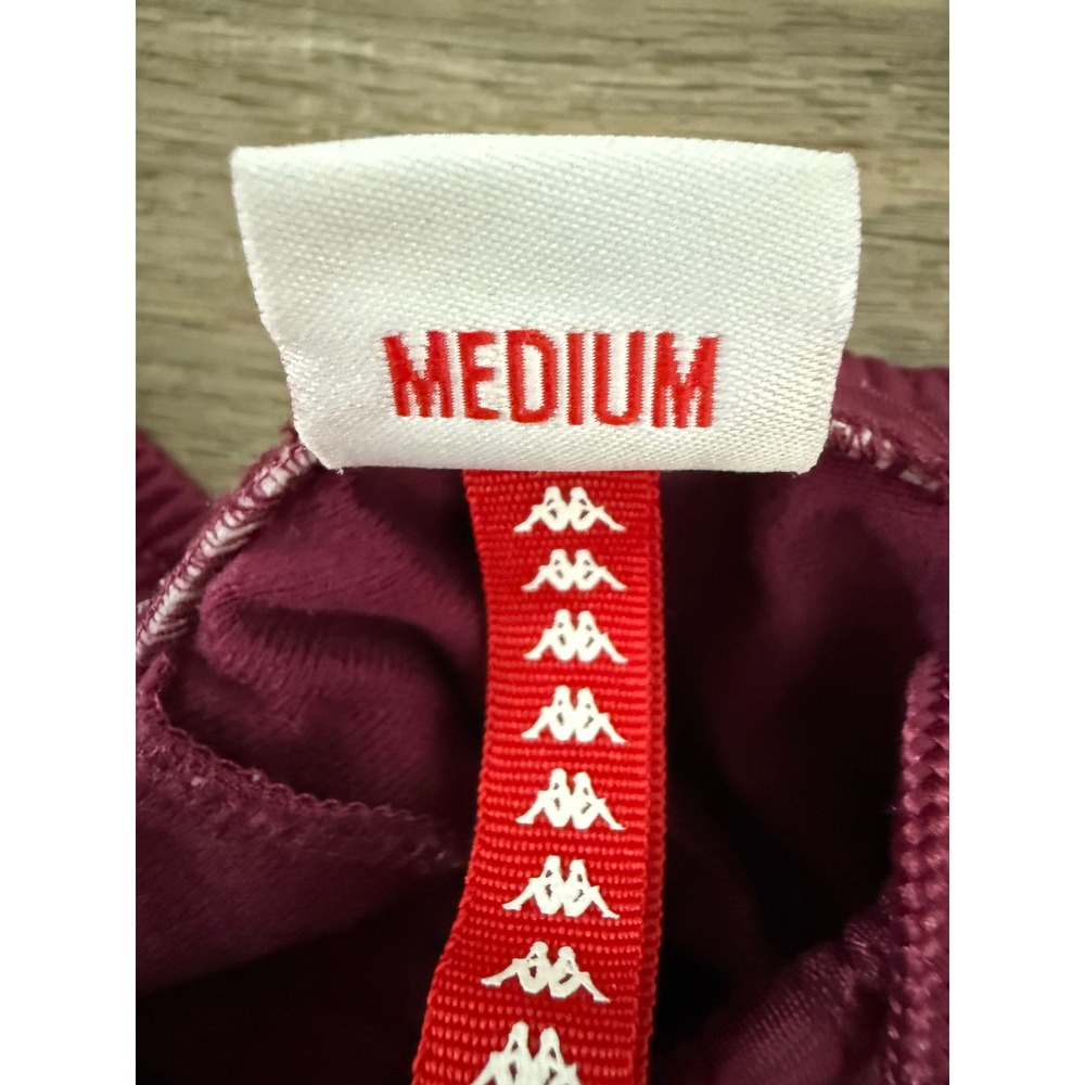 Kappa Y2K Burgundy Logo Tape Track Pants Women's M Zip Ankle Joggers Retro - Picture 6 of 16